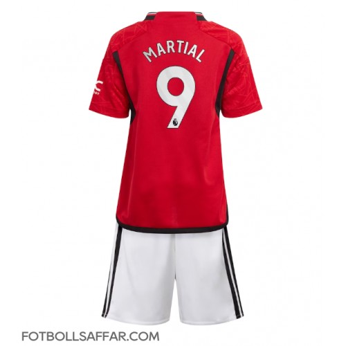 Manchester United Anthony Martial #9 Hemmadräkt Barn 2023-24 Kortärmad (+ Korta byxor)